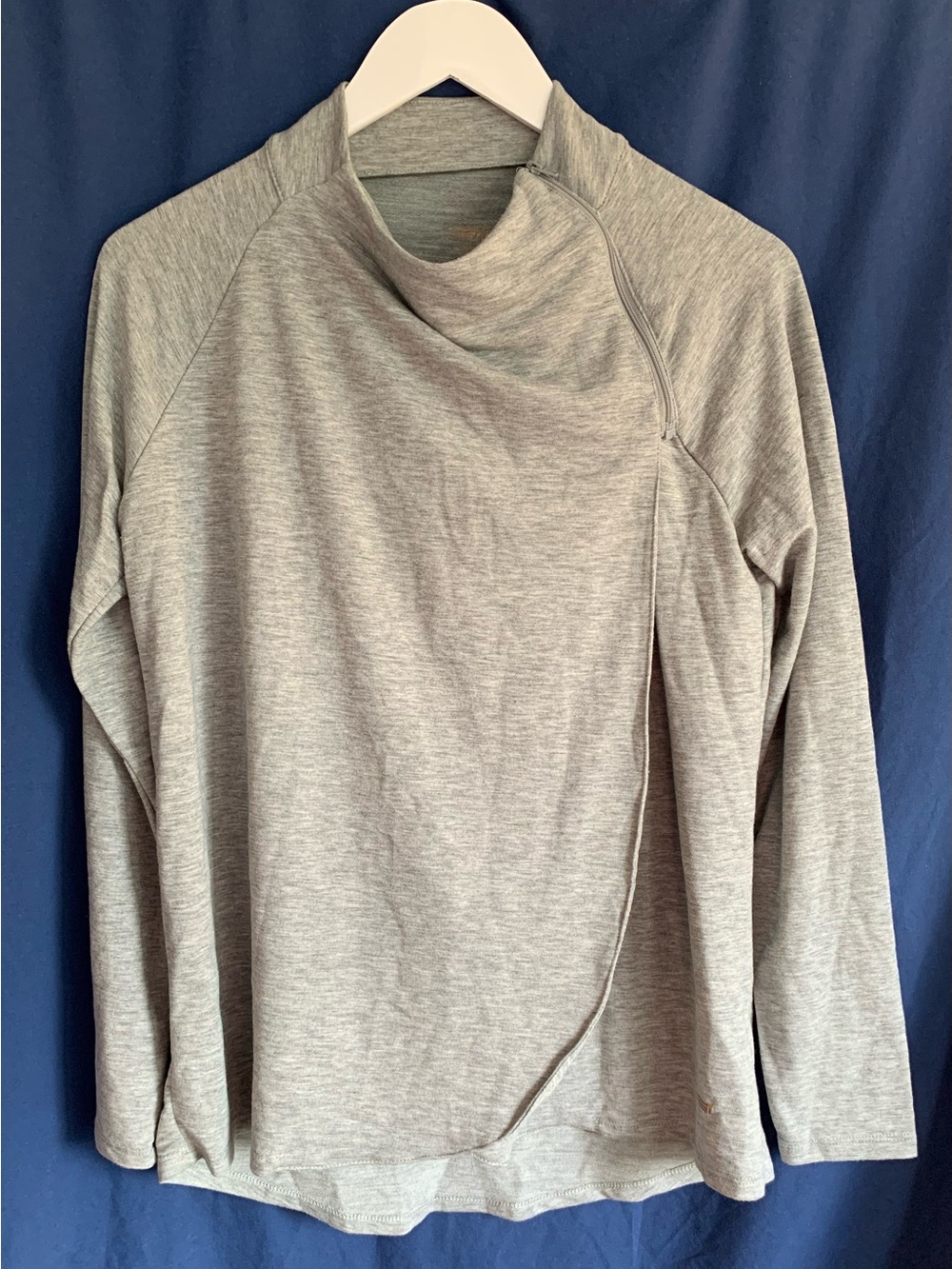 Copper Fit Size Small Light Gray Womens Asymmetrical Zip Crossover Jacket -